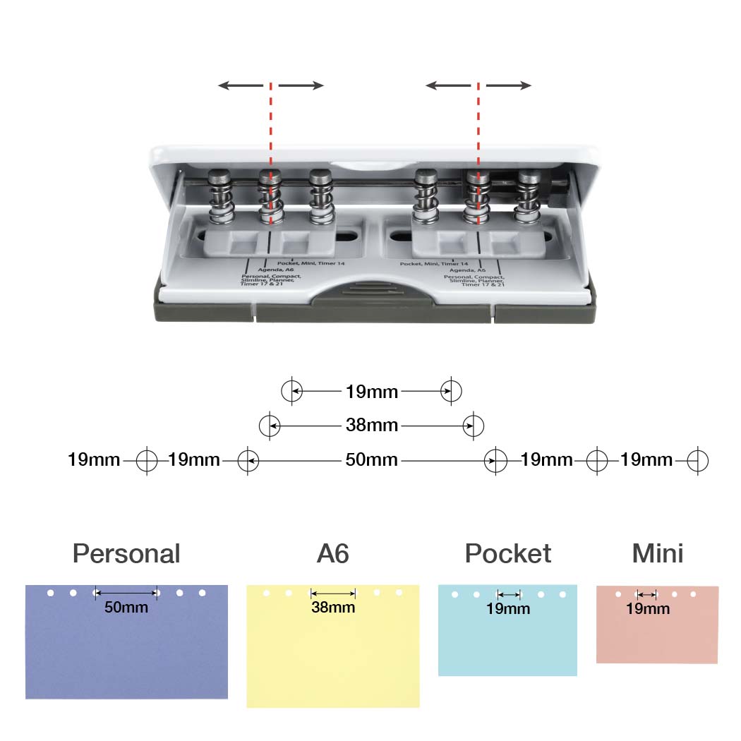 Adjustable 6-Hole Organiser/ Diary Punch - Silver – Image 6