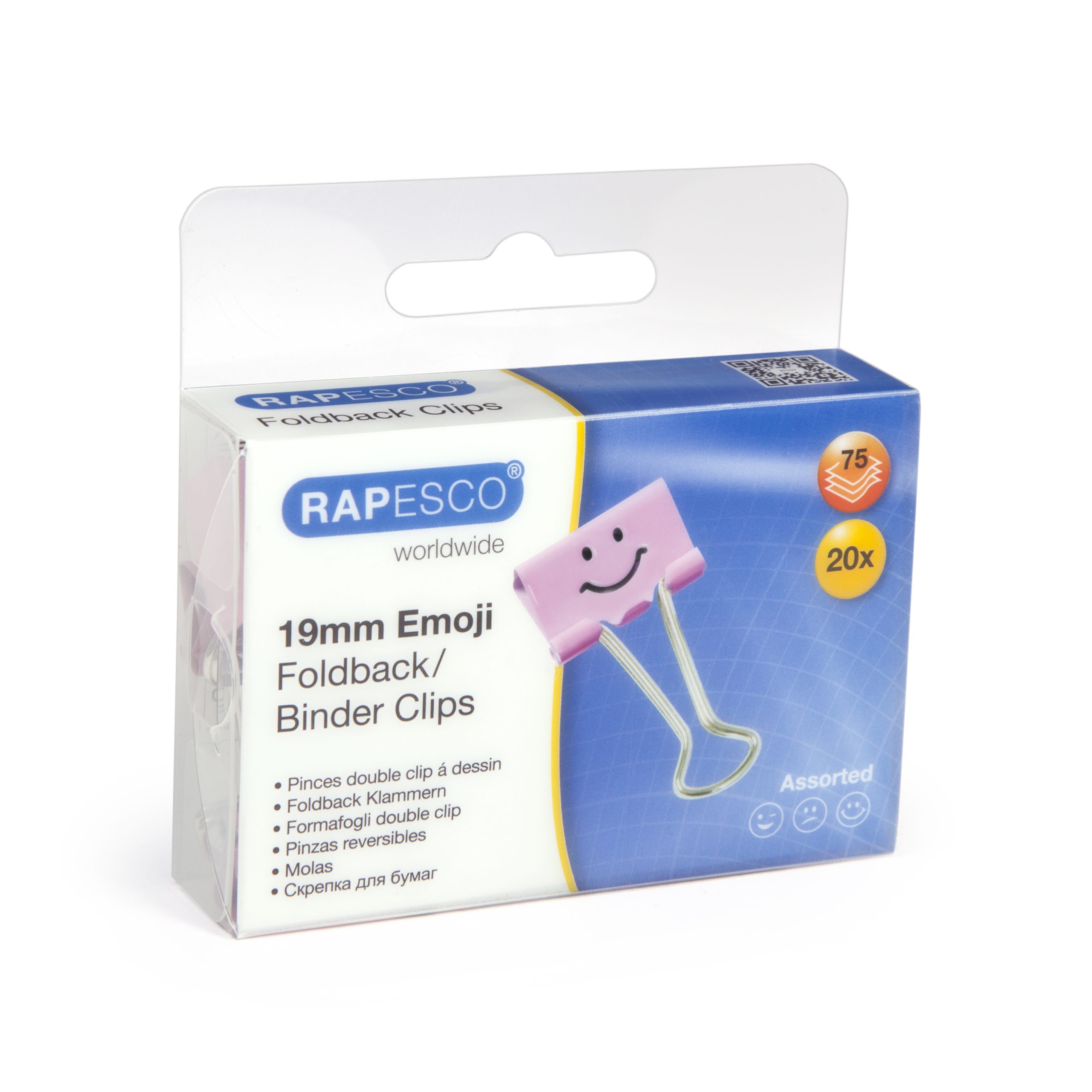 19mm Assorted Faces Foldback Clips - Candy Pink - Pack of 20 – Image 3