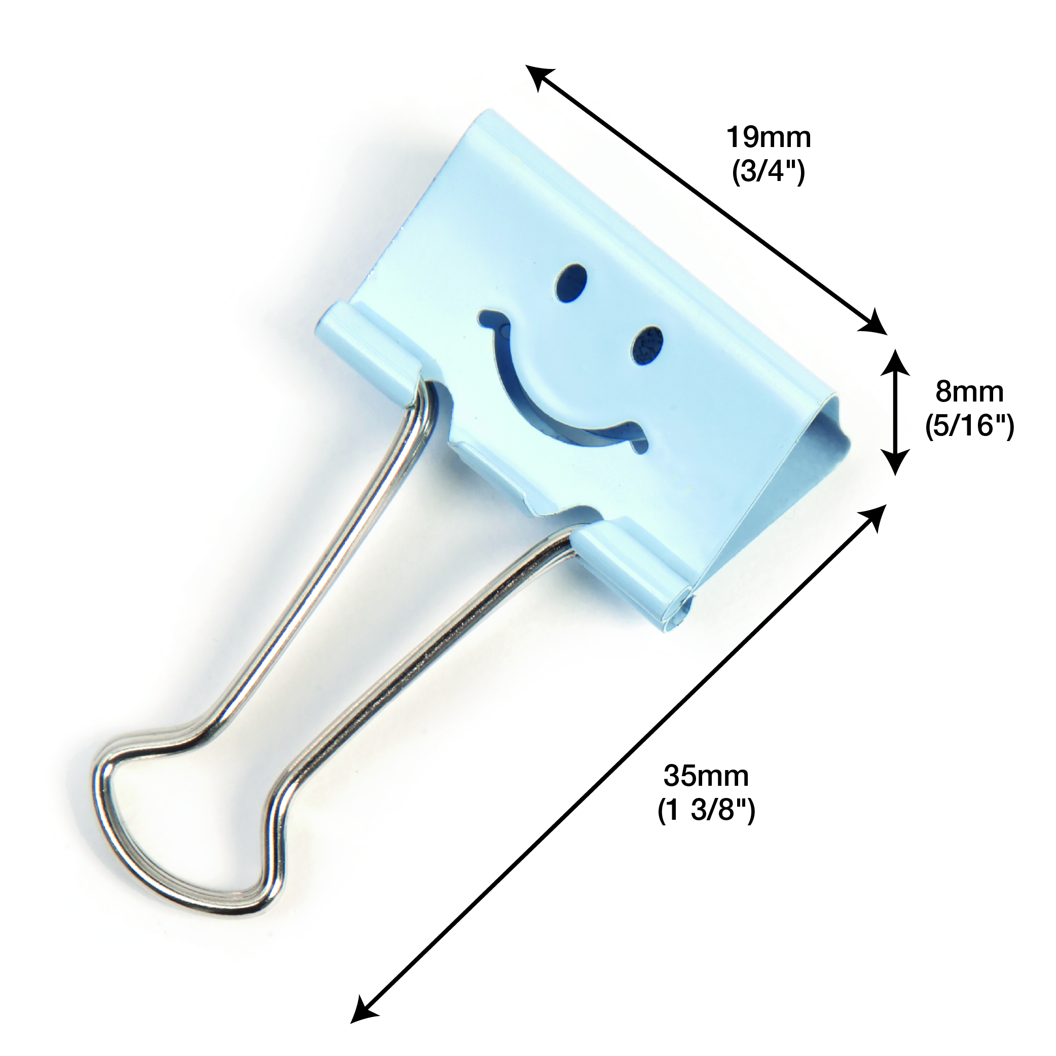 19mm Assorted Faces Foldback Clips - Powder Blue - Pack of 20 – Image 4