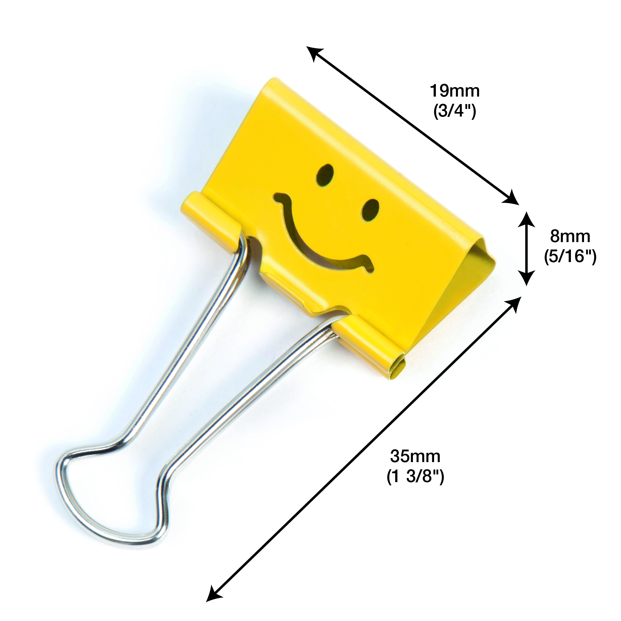 19mm Assorted Faces Foldback Clips - Yellow - Pack of 20 – Image 4