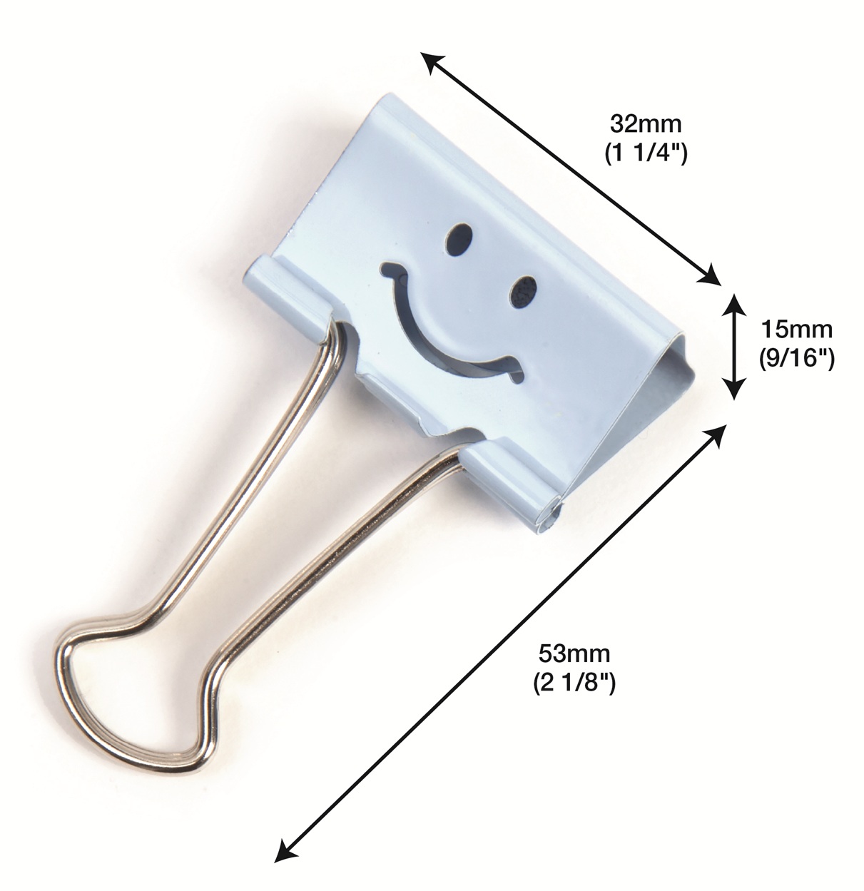 32mm Assorted Faces Foldback Clips - Powder Blue - Pack of 20 – Image 4