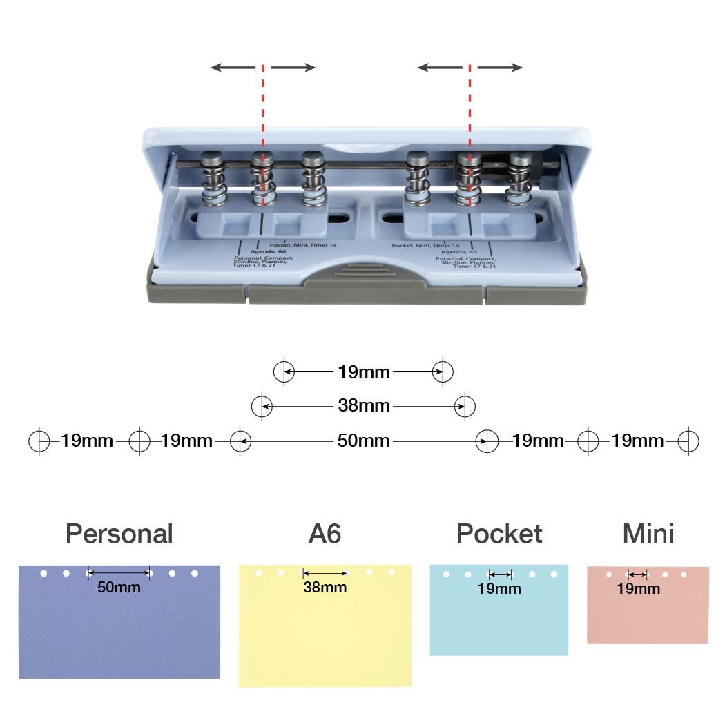 Adjustable 6-Hole Organiser/ Diary Punch - Powder Blue – Image 2
