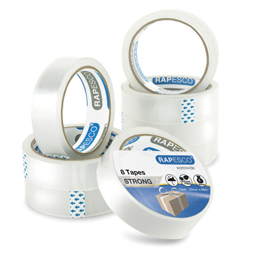 Business Pack: 8 Strong Adhesive Tape Rolls 25 mm x 66 m - Clear