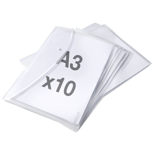 ECO GRS Recycled A3 Popper Wallet - Clear - Pack of 10