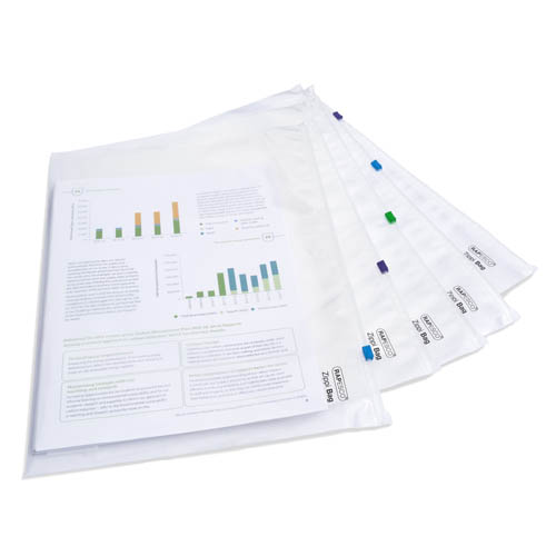 Zippi Bag with Plastic Zip A4+ - Assorted Transparent - Pack of 5