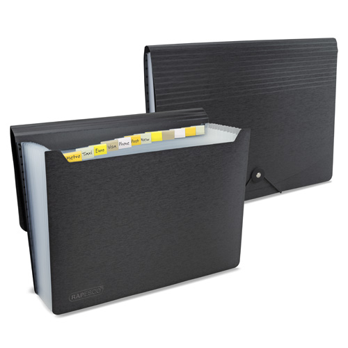 ECO GRS Recycled 13-Part A4 Expanding File – Black– Pack of 2