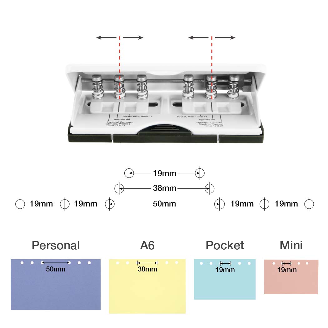 Adjustable 6-Hole Organiser/ Diary Punch - White – Image 3
