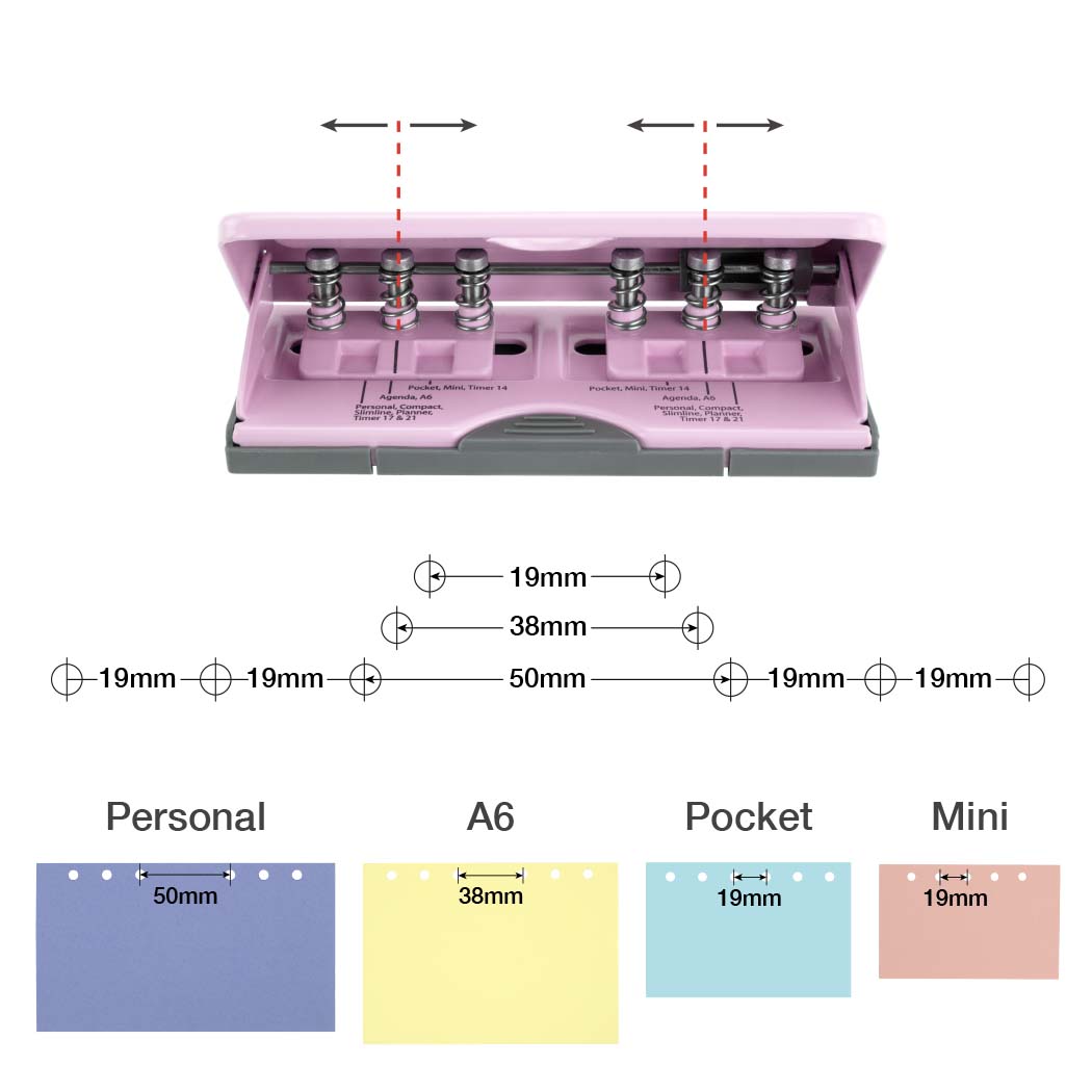 Adjustable 6-Hole Organiser/ Diary Punch - Candy Pink – Image 3