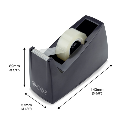 Business Pack: 4 Germ-Savvy®Antibacterial 300 Tape Dispensers and 4 Clear Tape Rolls – Black – Image 5